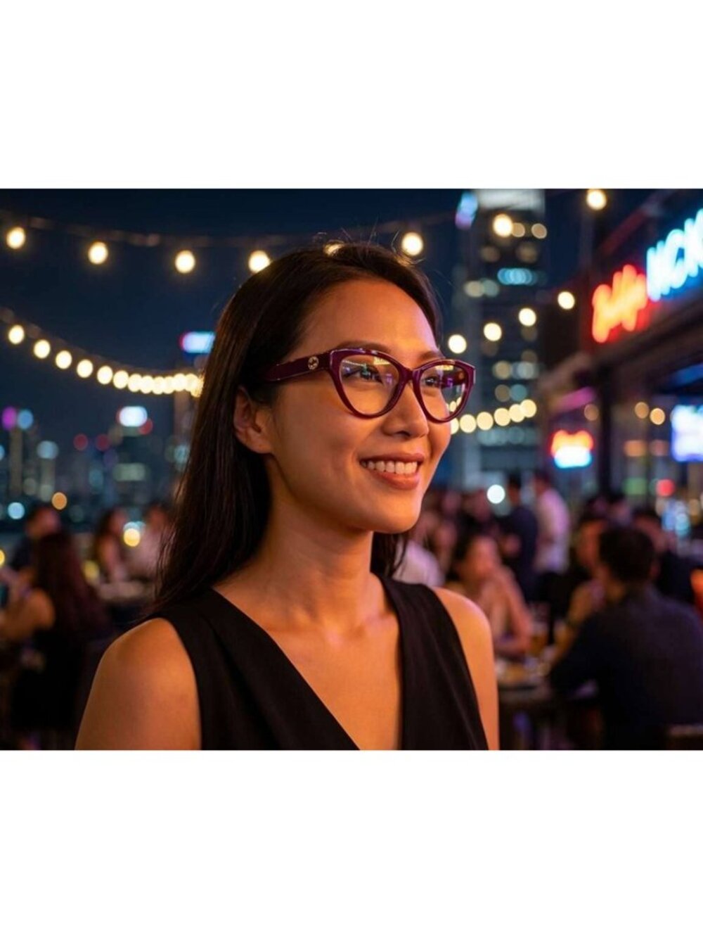 Gucci GG1581O 006 Eyeglasses Black/Blue 55mm Cat Eye Frame - Picture 3 of 12